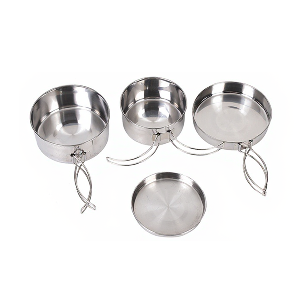 Nesting Camping Cooking Set - 4 Parçalı Paslanmaz Çelik Açık Hava