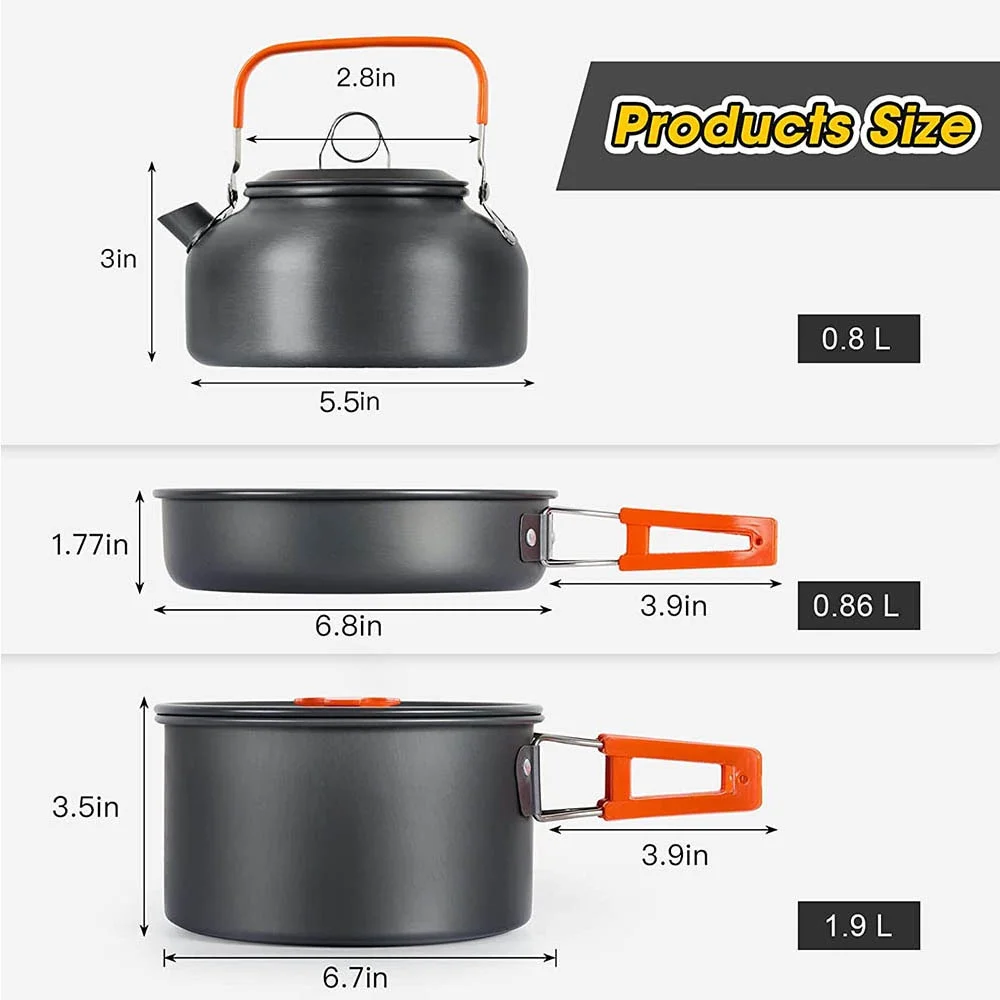 Nesting Camping Cooking Set - Açık hava kamp yemek pişirme seti,