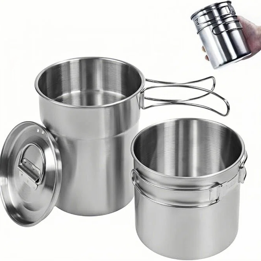Camping Cooking Pot Stainless Steel - Katlanabilir Kamp Bardakları Kupalar Kamp Tenceresi