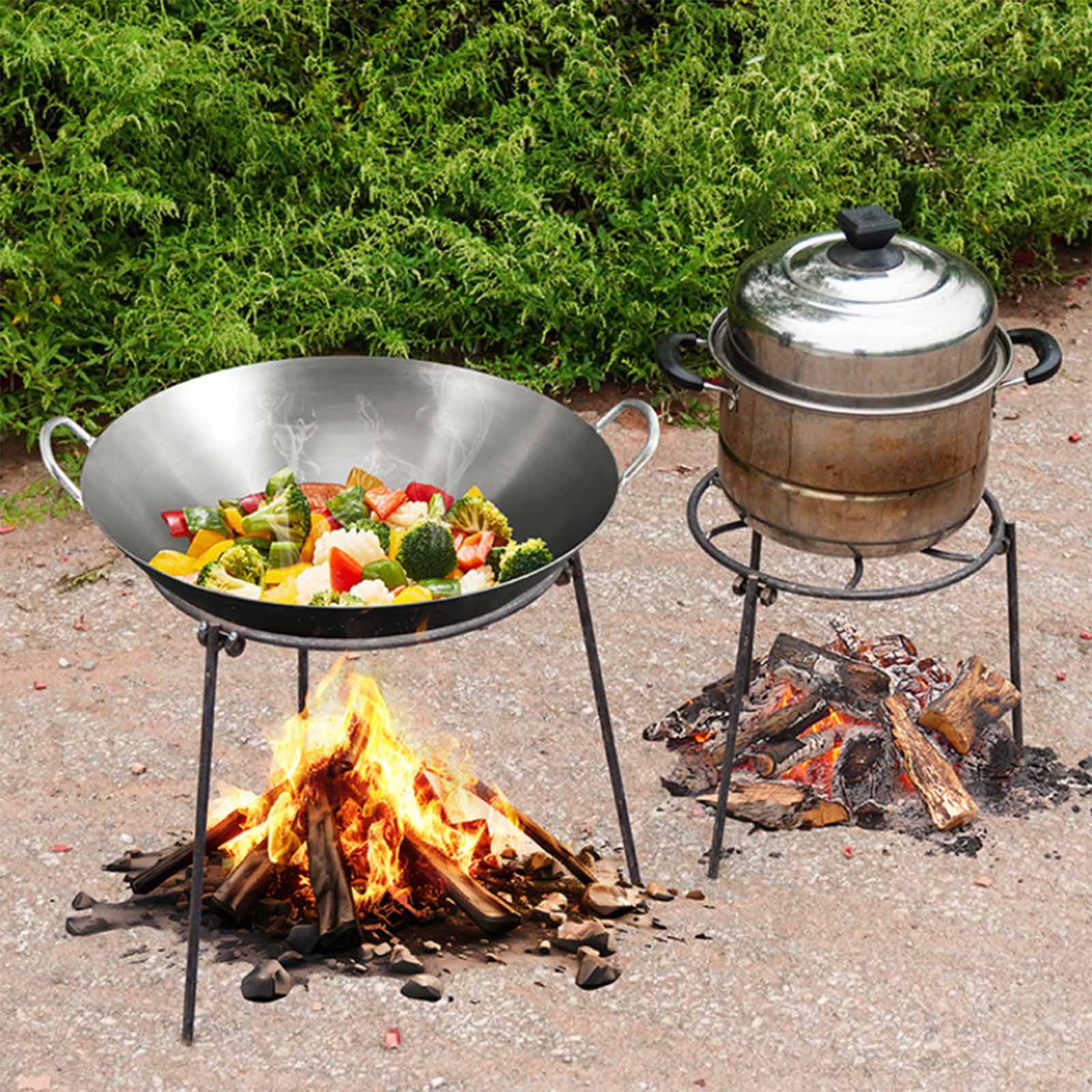 Camping Cooking Essentials - Kamp ateşi tripod katlanır ızgara standı