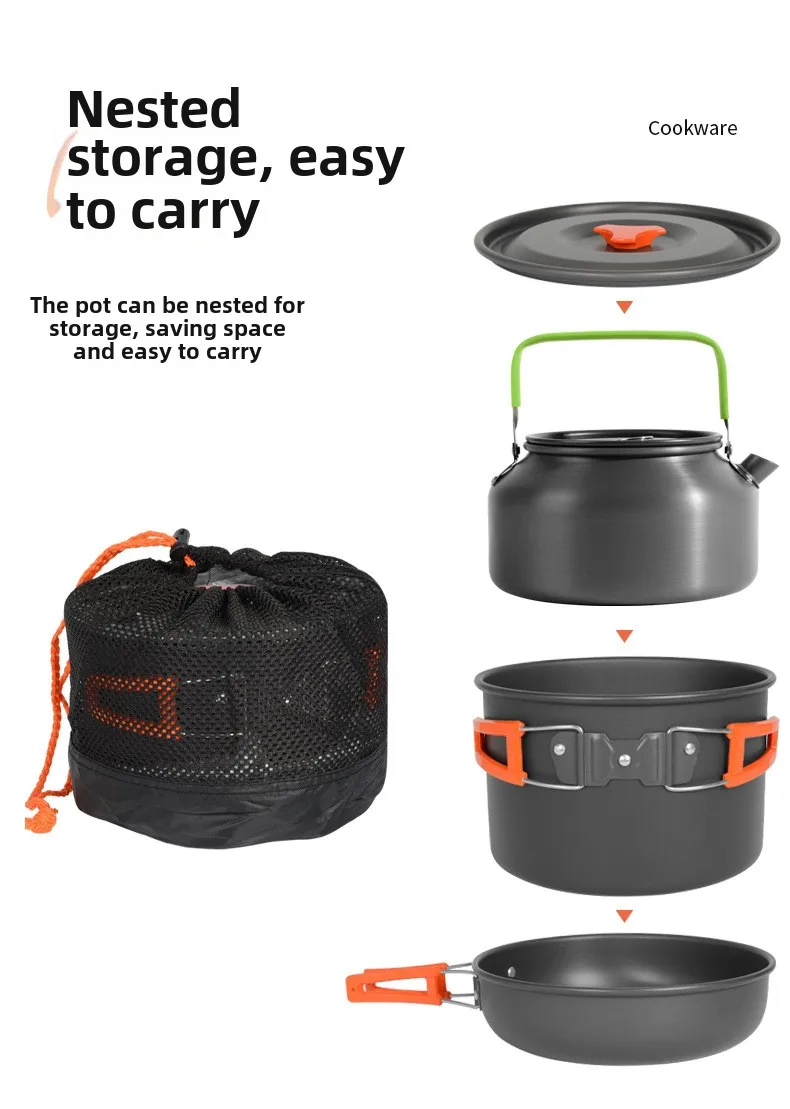 Nesting Camping Cooking Set - DS-308 Açık Hava Büyük Kapasiteli Pişirme