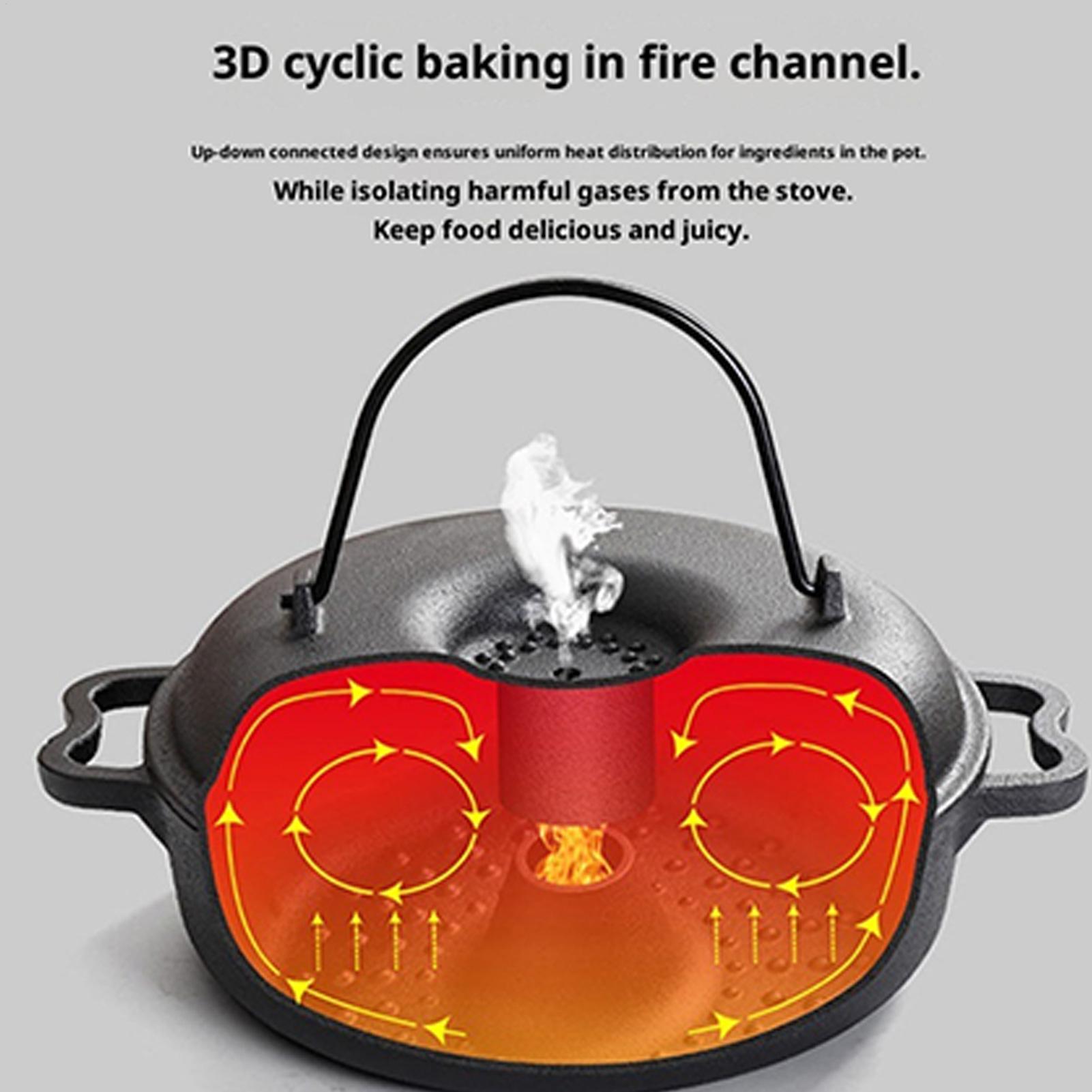 Camping Cooking Ovens - Yapışmaz Saplı Döküm Demir Kamp Tenceresi,