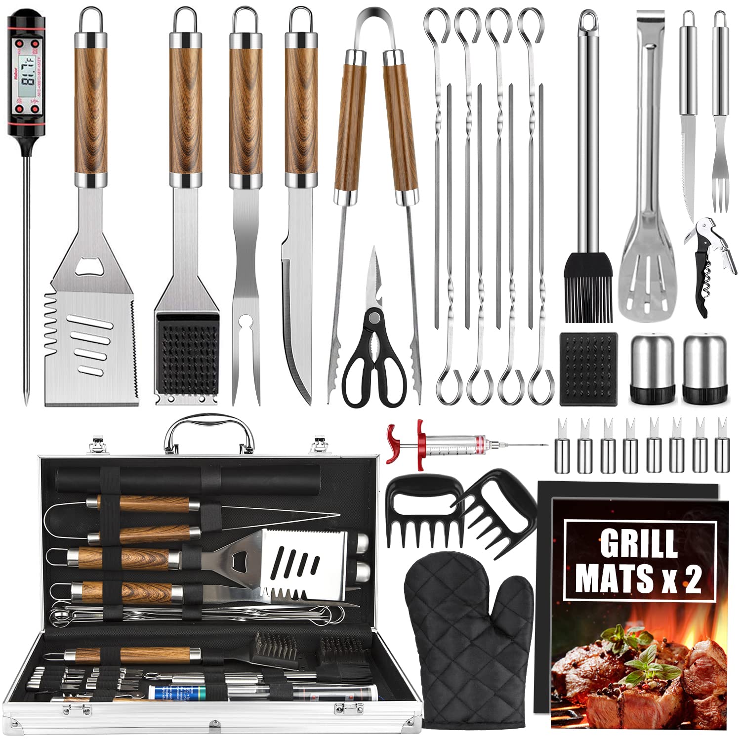 Camping Cooking Accessories Set - 38 adet barbekü ızgara aksesuarları seti