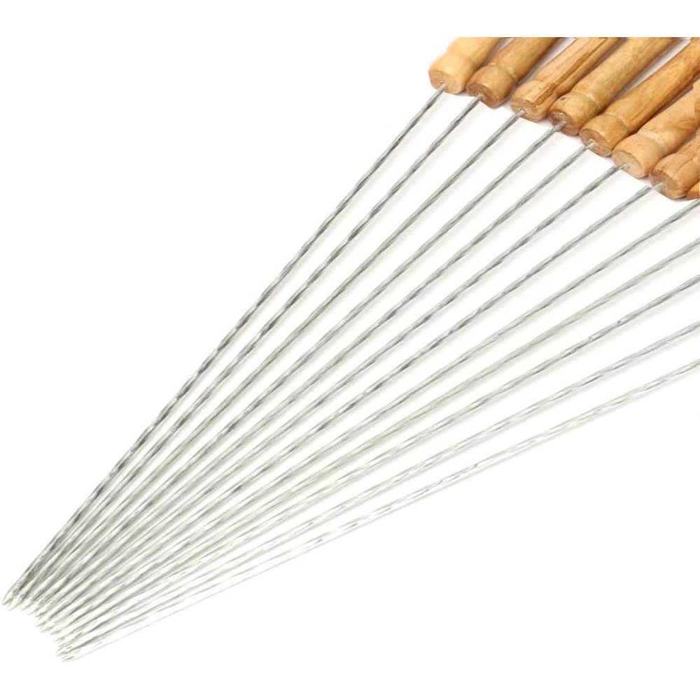 Camping Cooking Essentials - Yeniden Kullanılabilir Barbekü Şişleri, Rahat Ahşap