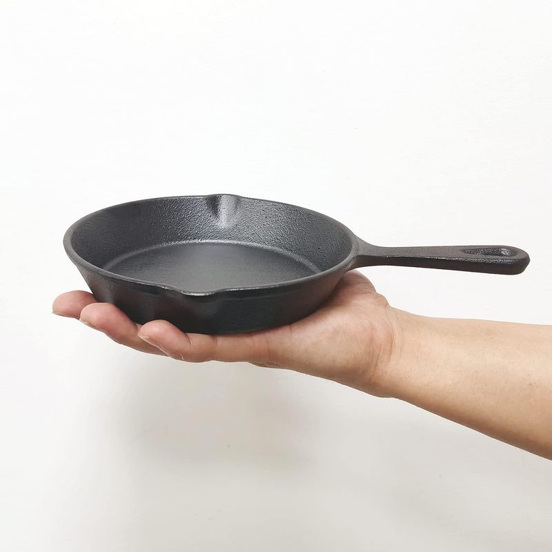 Camping Cooking Frying Pan - 6 İnç Dökme Demir Tava, Damlama