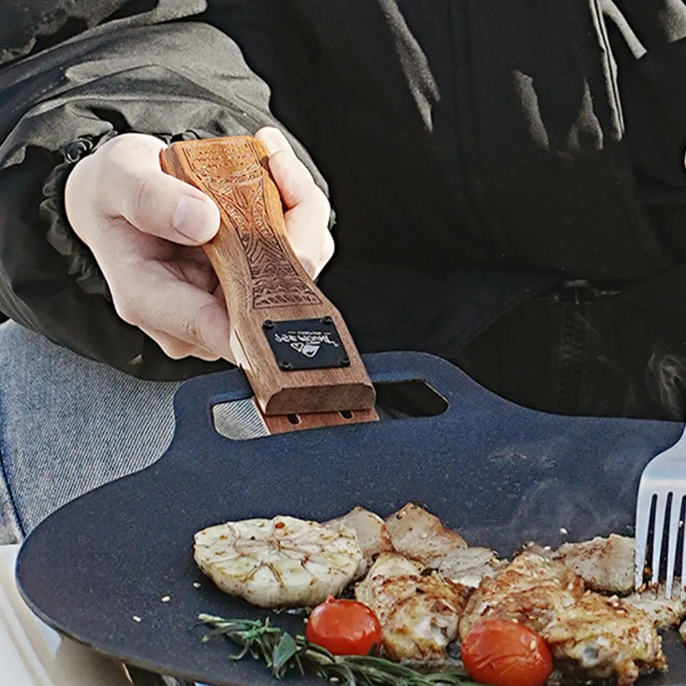 Camping Cooking Handle - Dış Mekan Doğal Ahşap Izgara Tavası