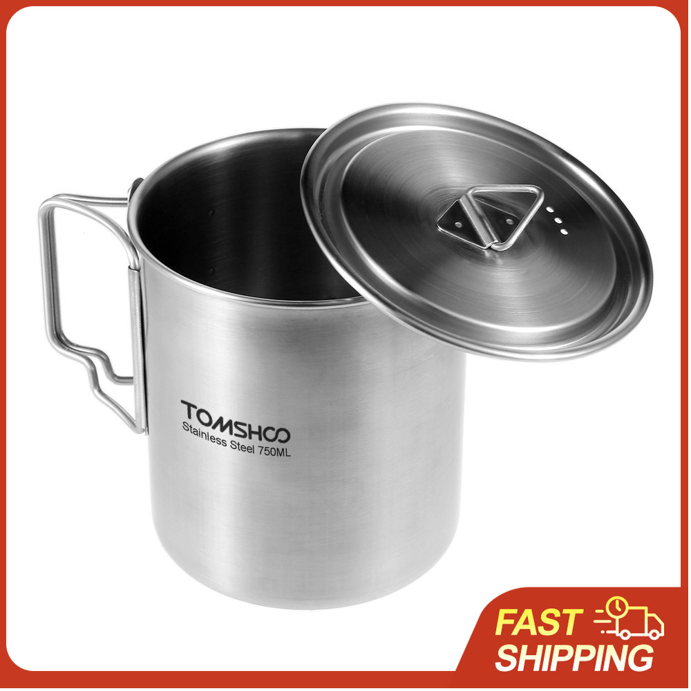 Camping Cooking Mesh - TOMSHOO 750ml Paslanmaz Çelik Tencere Taşınabilir