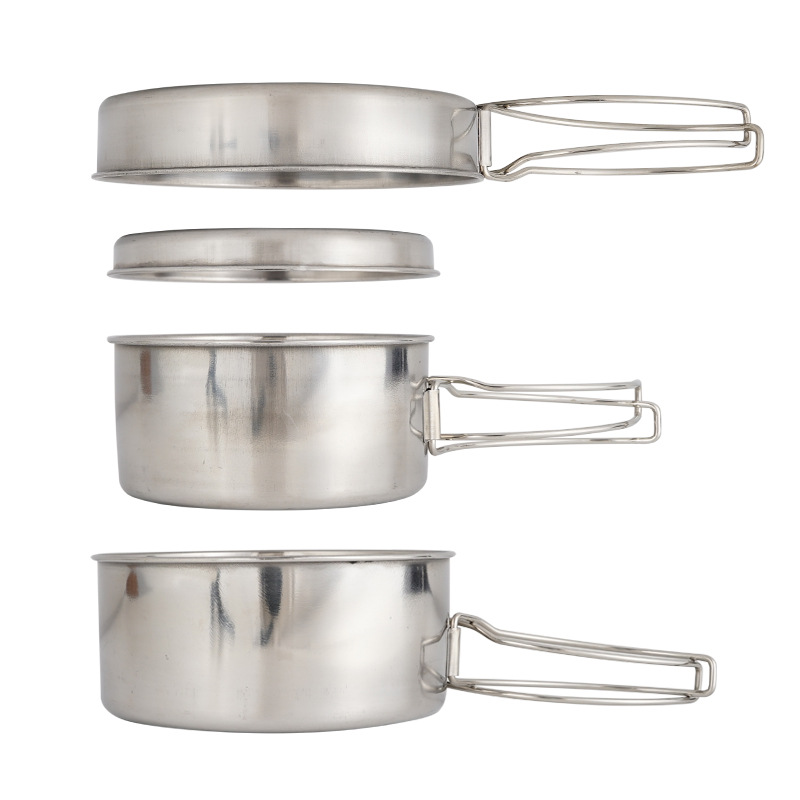 Nesting Camping Cooking Set - CLS 4 Parça Paslanmaz Çelik Kamp