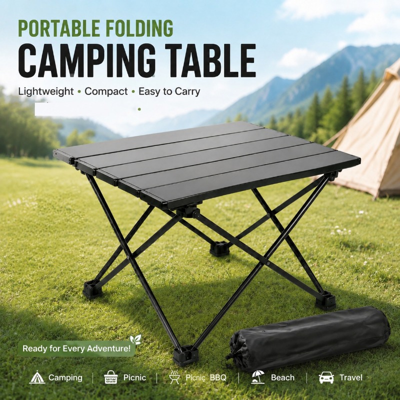 Camping Cooking Kitchen - Hafif Taşınabilir Katlanabilir Kamp Masası, Açık
