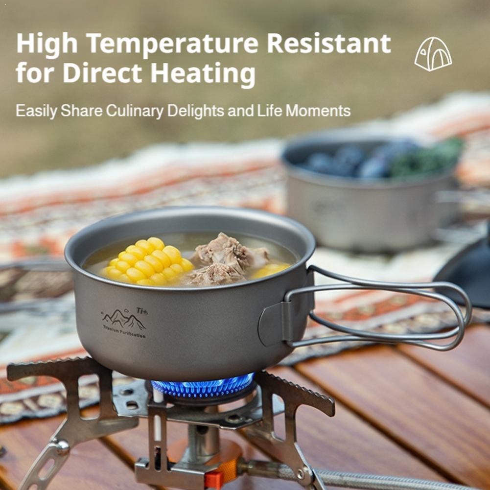Camping Cooking Pot Stainless Steel - Ultra Hafif Titanyum Kamp Yemek Pişirme