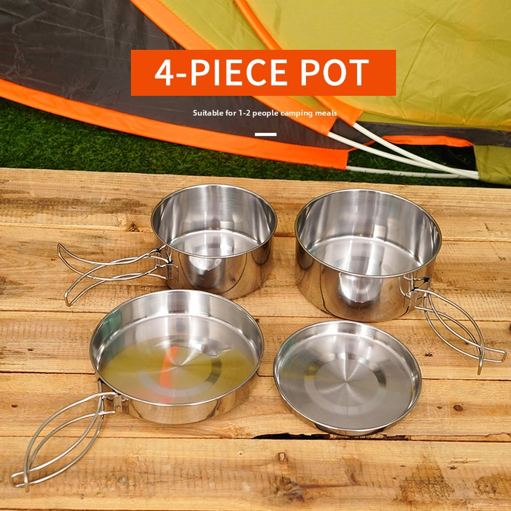 4 Parçalı Paslanmaz Çelik Açık - Nesting Camping Cooking Set incelemesi ve fiyatı
