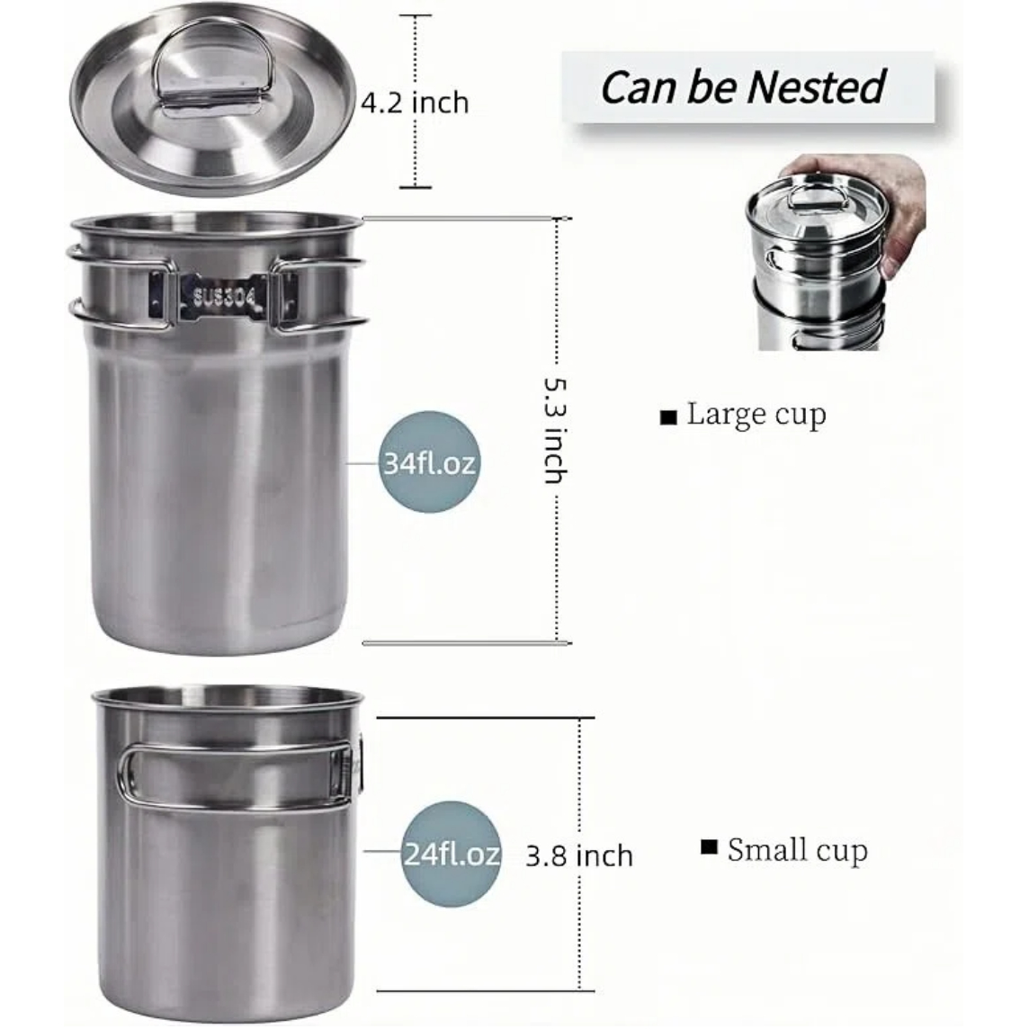 Katlanabilir Kamp Bardakları K - Camping Cooking Pot Stainless Steel incelemesi ve fiyatı