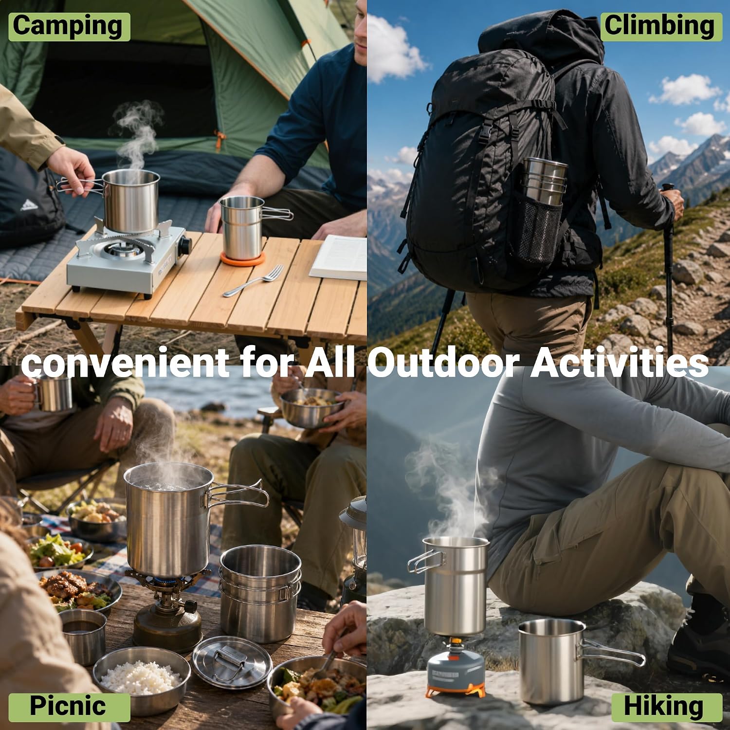 Katlanabilir Kamp Bardakları K - Camping Cooking Pot Stainless Steel incelemesi ve fiyatı