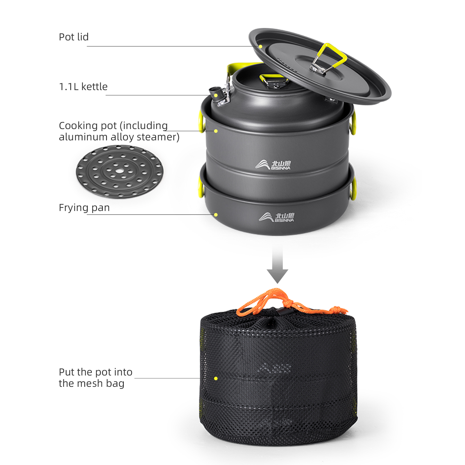 BISINNA Kamp Tencere Seti Alüm - Nesting Camping Cooking Set incelemesi ve fiyatı
