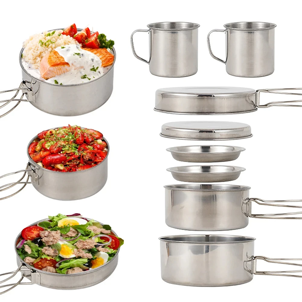 8 adet/takım kamp tencere seti - Camping Cooking Gear Set incelemesi ve fiyatı