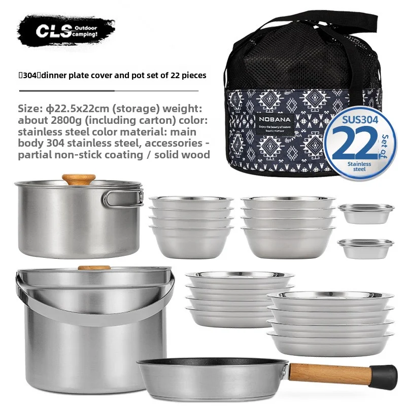 NOBANA&CLS 22 Parça Paslanmaz  - Camping Cooking Pot Stainless Steel incelemesi ve fiyatı