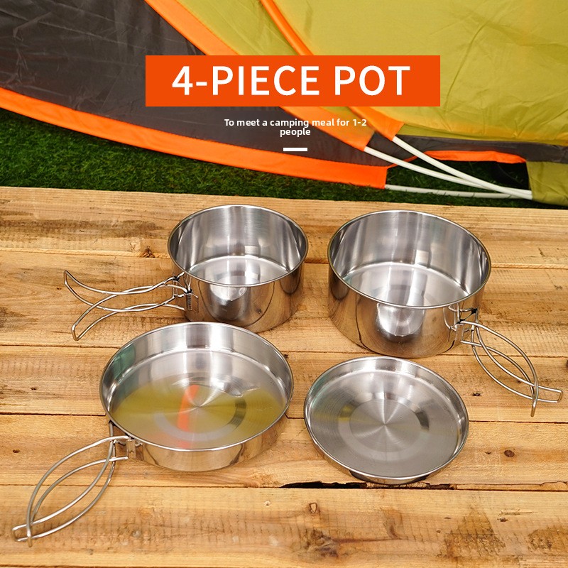 CLS 4 adet/takım Paslanmaz Çel - Nesting Camping Cooking Set incelemesi ve fiyatı